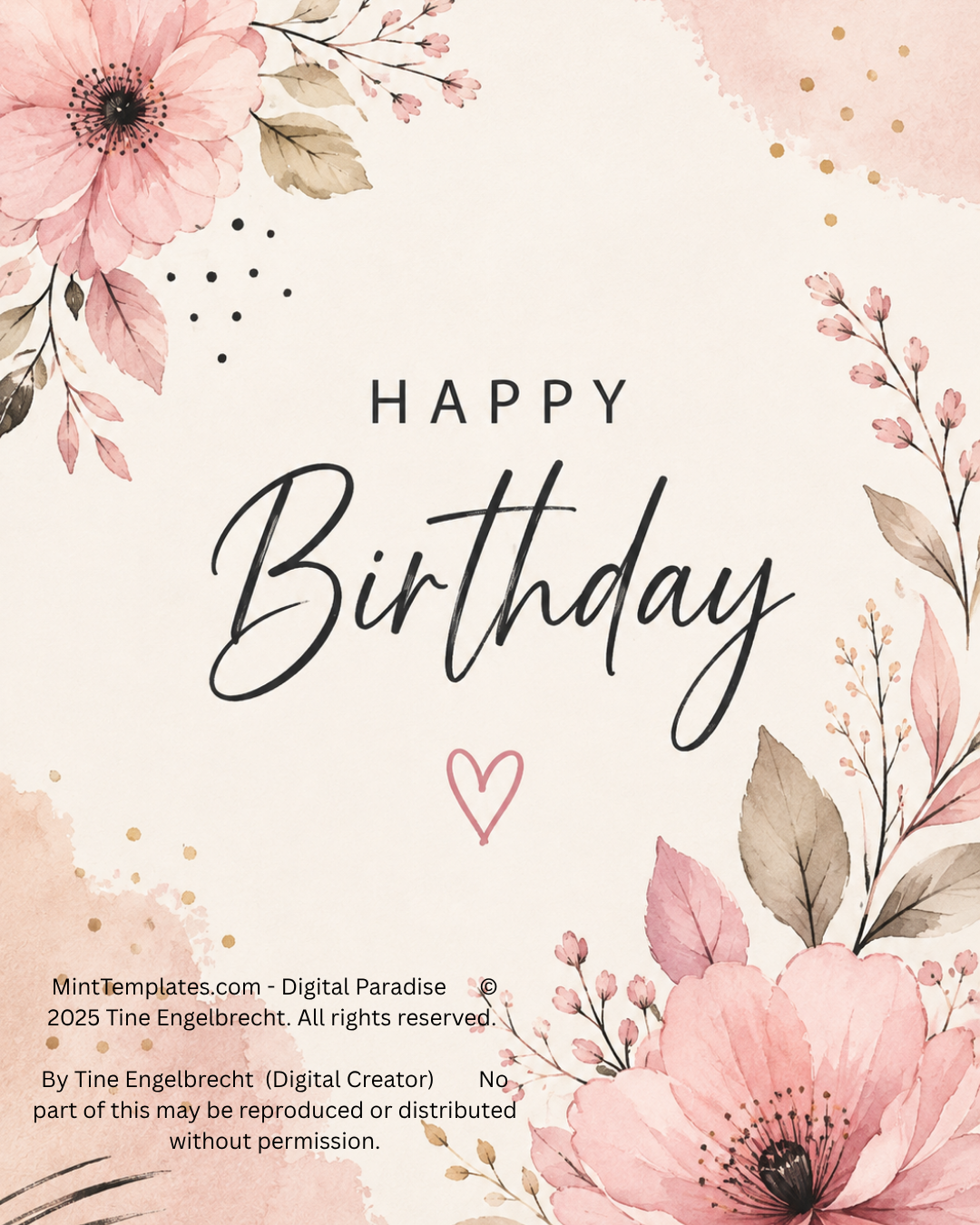 Floral Happy Birthday Greeting Card – For Her