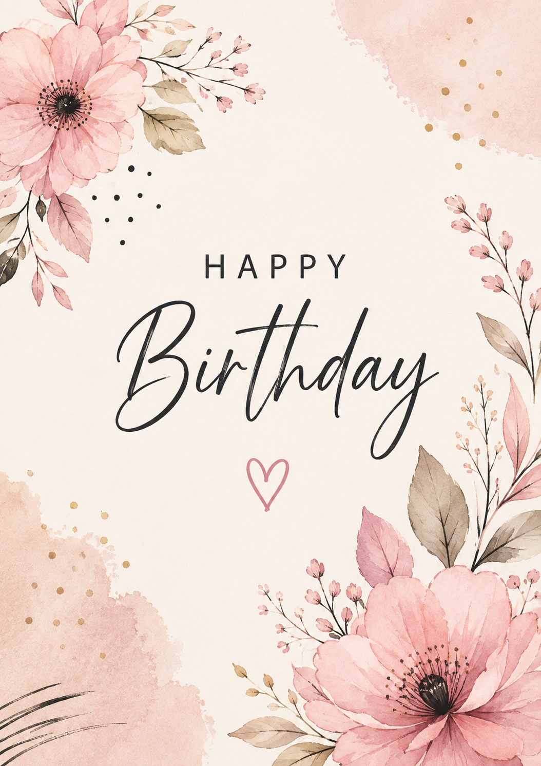 Floral Happy Birthday Greeting Card – For Her